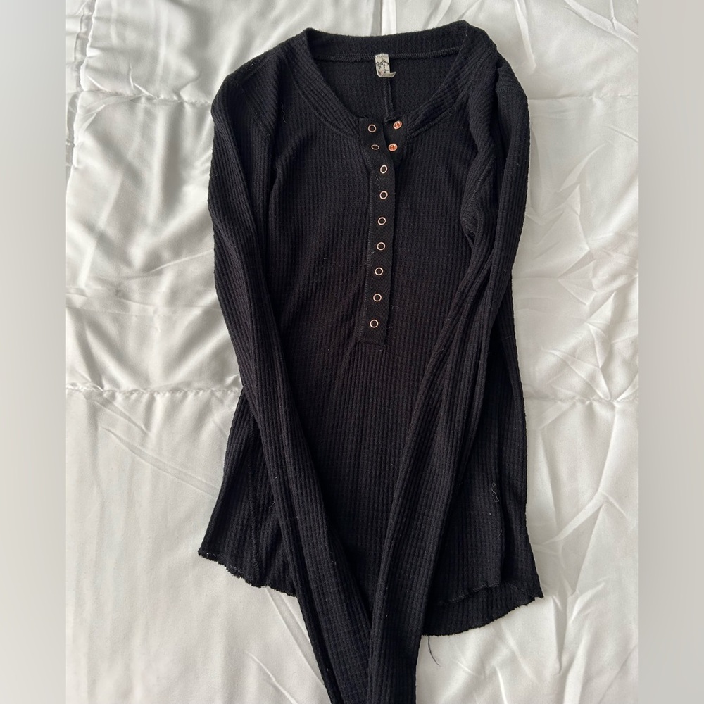 Black Henley long sleeve top